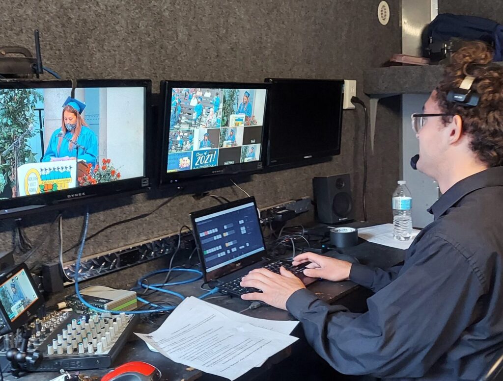Our Director in our Multi-Camera control room as part of our Live Video Service